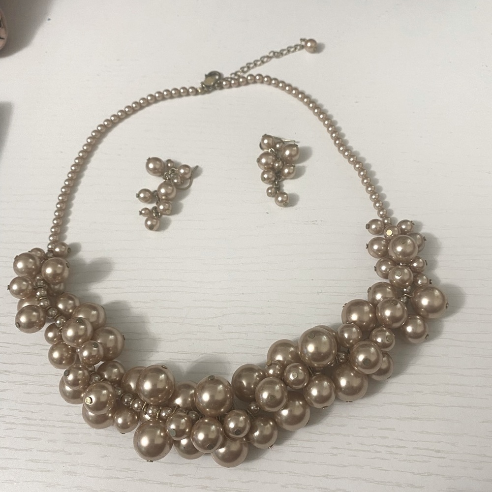 Champagne ball necklace and earring set.